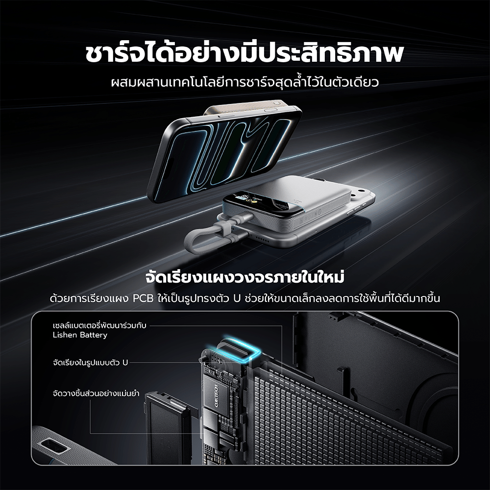 แบตเตอรี่สำรอง CUKTECH WPB100P 55W สีเทา มาตรฐาน CCC ชาร์จไร้สาย 10000MAH_3